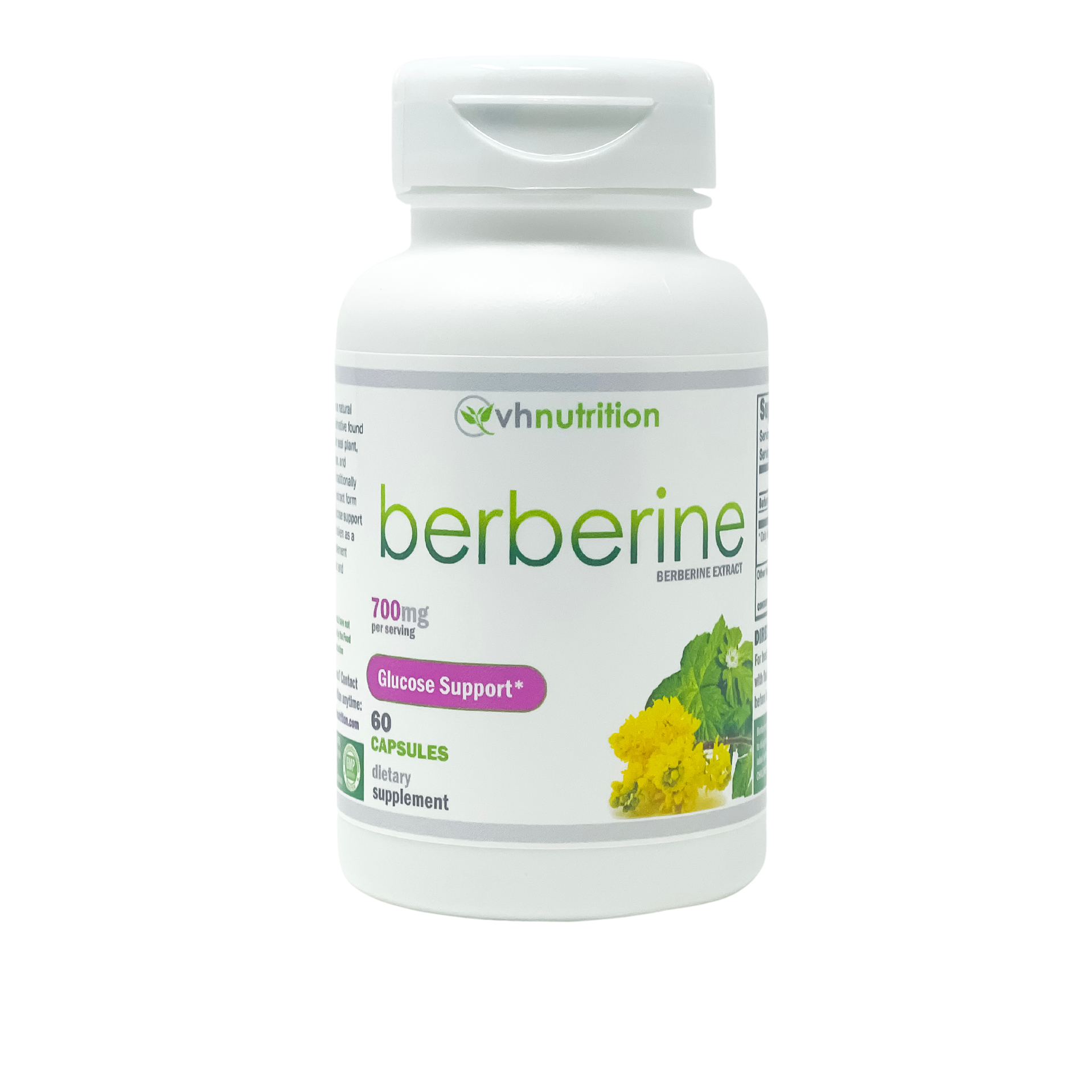VH Nutrition BERBERINE | Berberine Capsules | Glucose Support Supplement for Men & Women* | 700mg per serving 60 Capsules | Standardized Berberine Extract