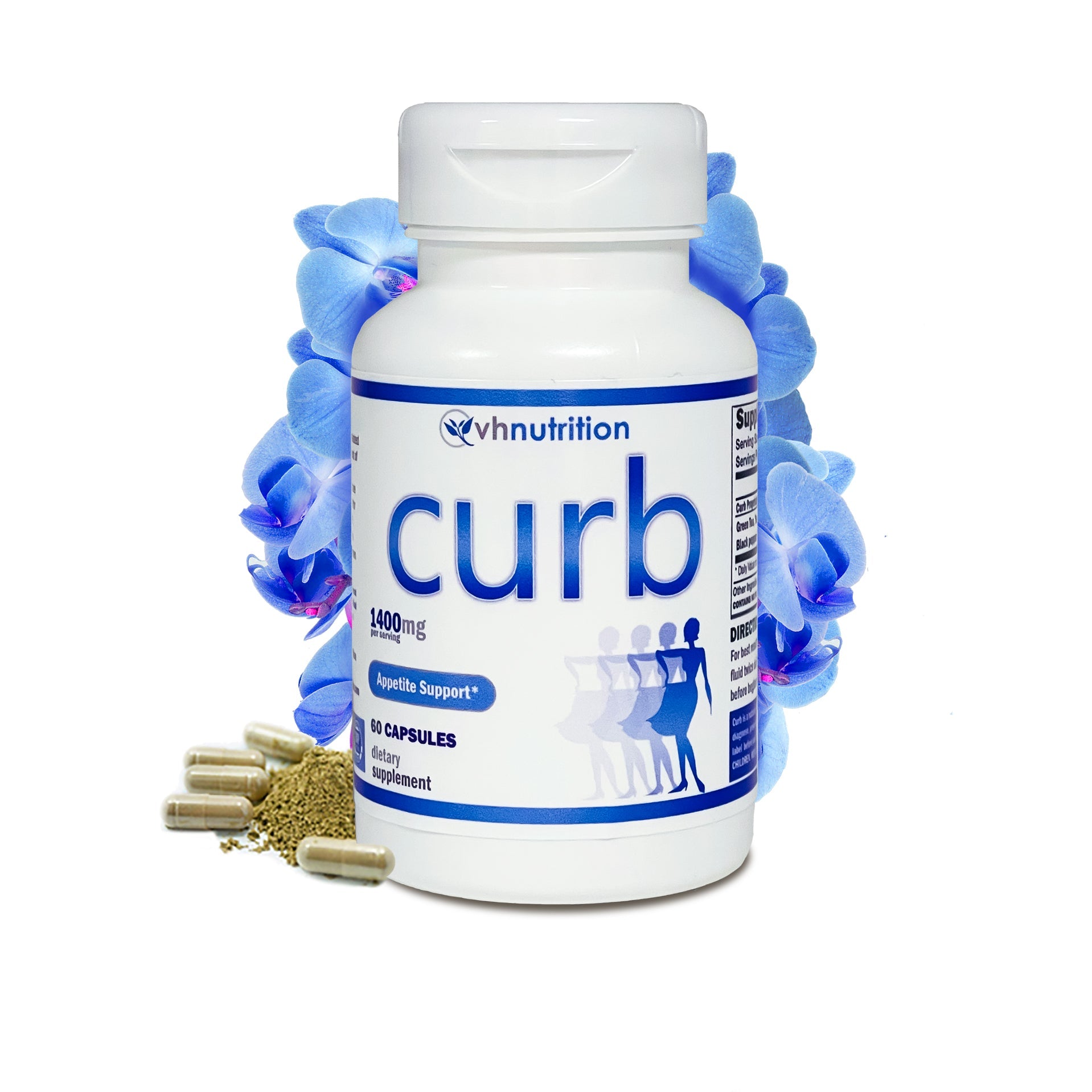 VH Nutrition CURB | Natural Appetite Suppressant* Formula | Yerba Mate, Bitter Orange, Garcinia Cambogia | 1500mg Proprietary Formula | 60 Capsules