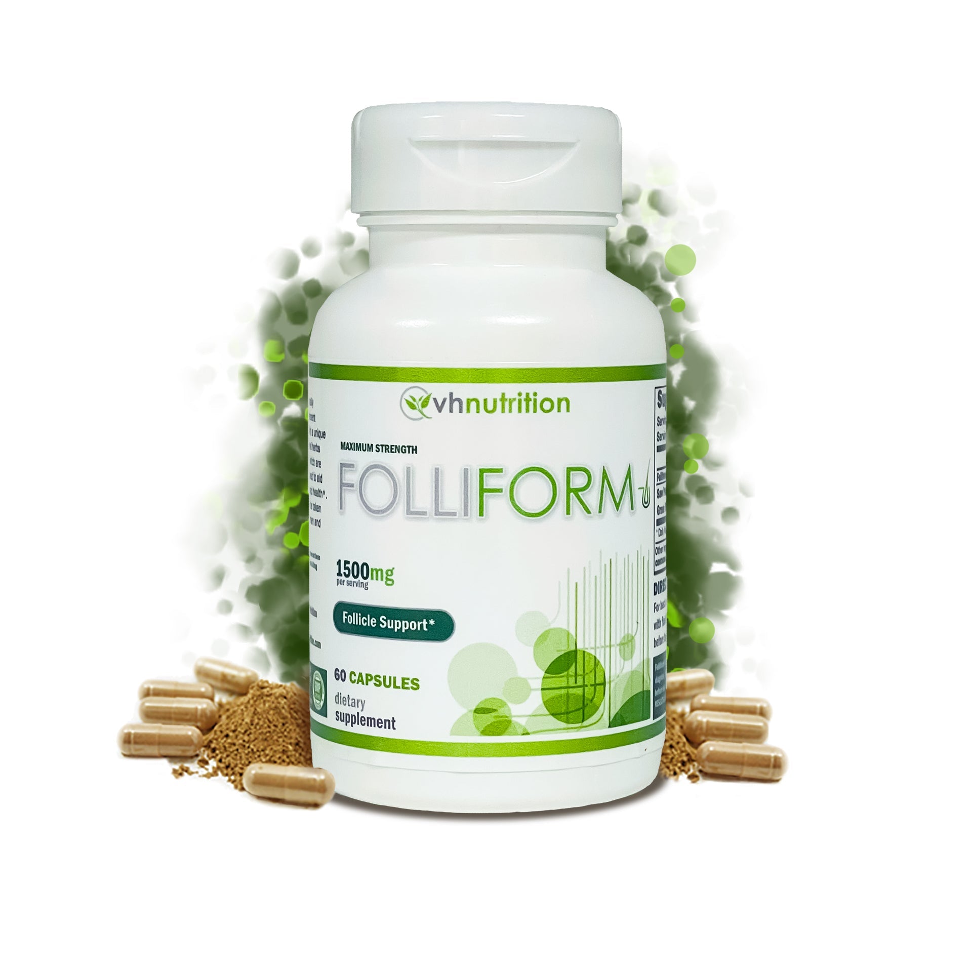 VH Nutrition FOLLIFORM | DHT Blocker for Men and Women* | Saw Palmetto, Pygeum, Nettle Root Formula | 1500mg | 60 Capsules