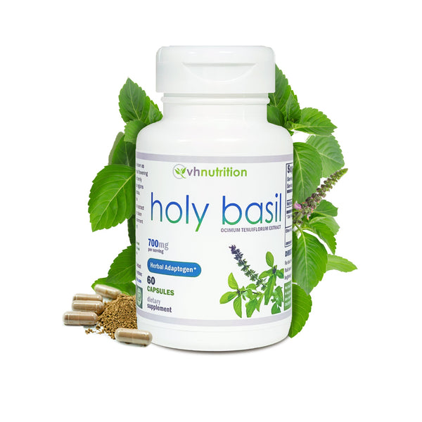 VH Nutrition HOLY BASIL Herbal Adaptogen Support Improve Well Being and Vitality 700mg Proprietary Formula 60 Capsules