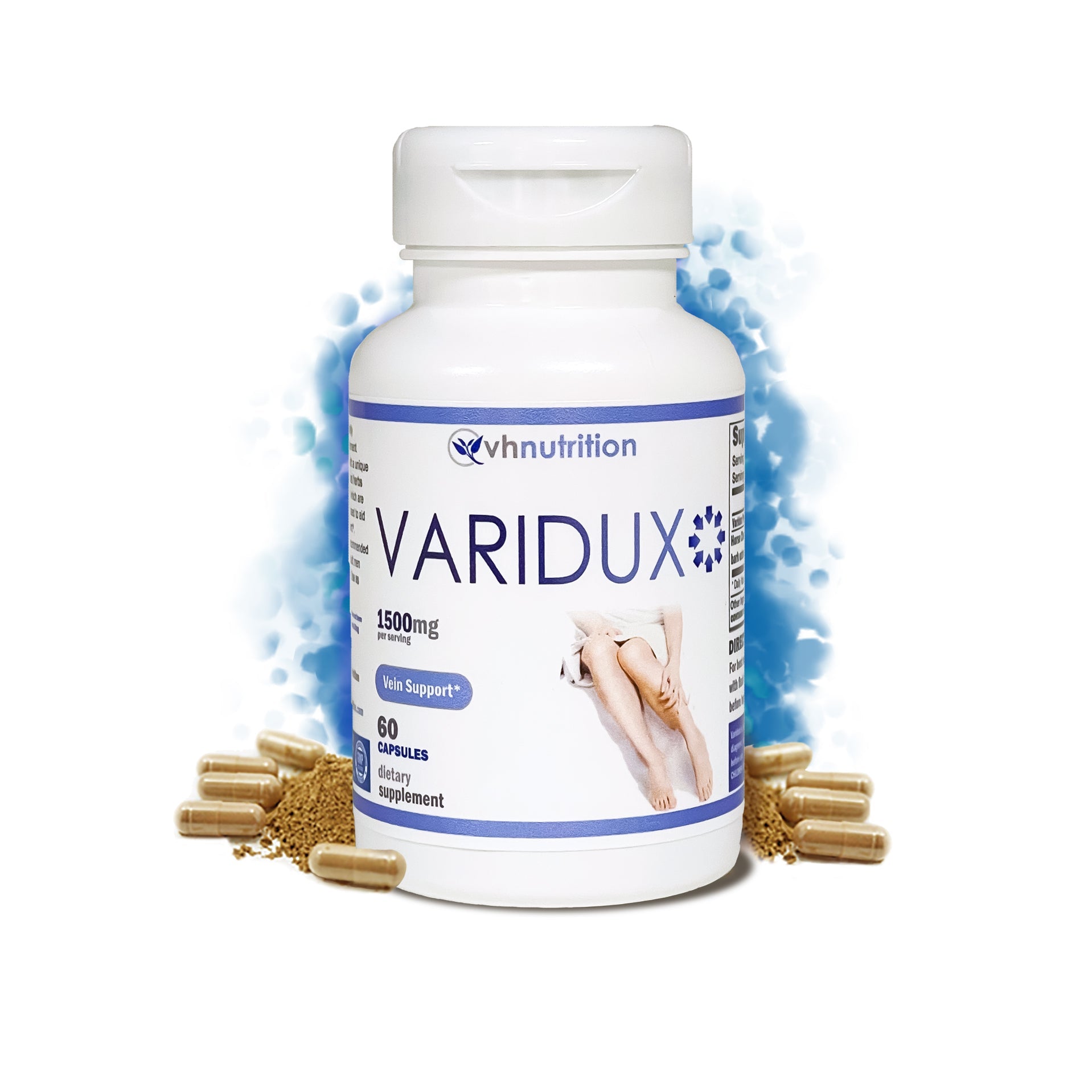 VH Nutrition VARIDUX | Vein Support* Supplements | Varicose Vein Relief* and Vascular Support* | Grape Seed Extract, Pine Bark, Butchers Broom | 60 Capsules