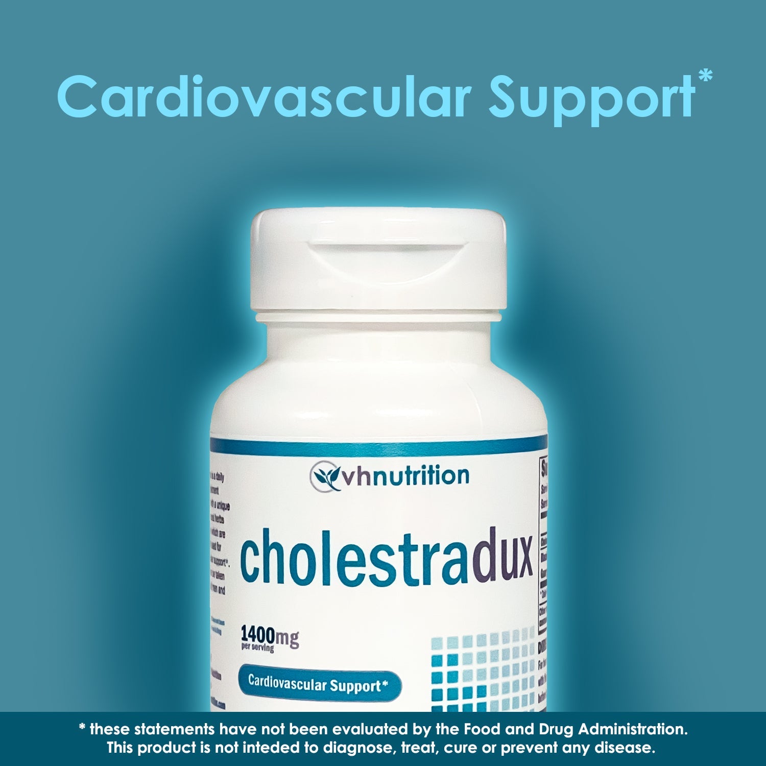 VH Nutrition CHOLESTRADUX | Cardiovascular Support* Supplement | Black Tea Extract, Chlorella, Garlic Extract | 1400mg Proprietary Formula | 60 Capsules