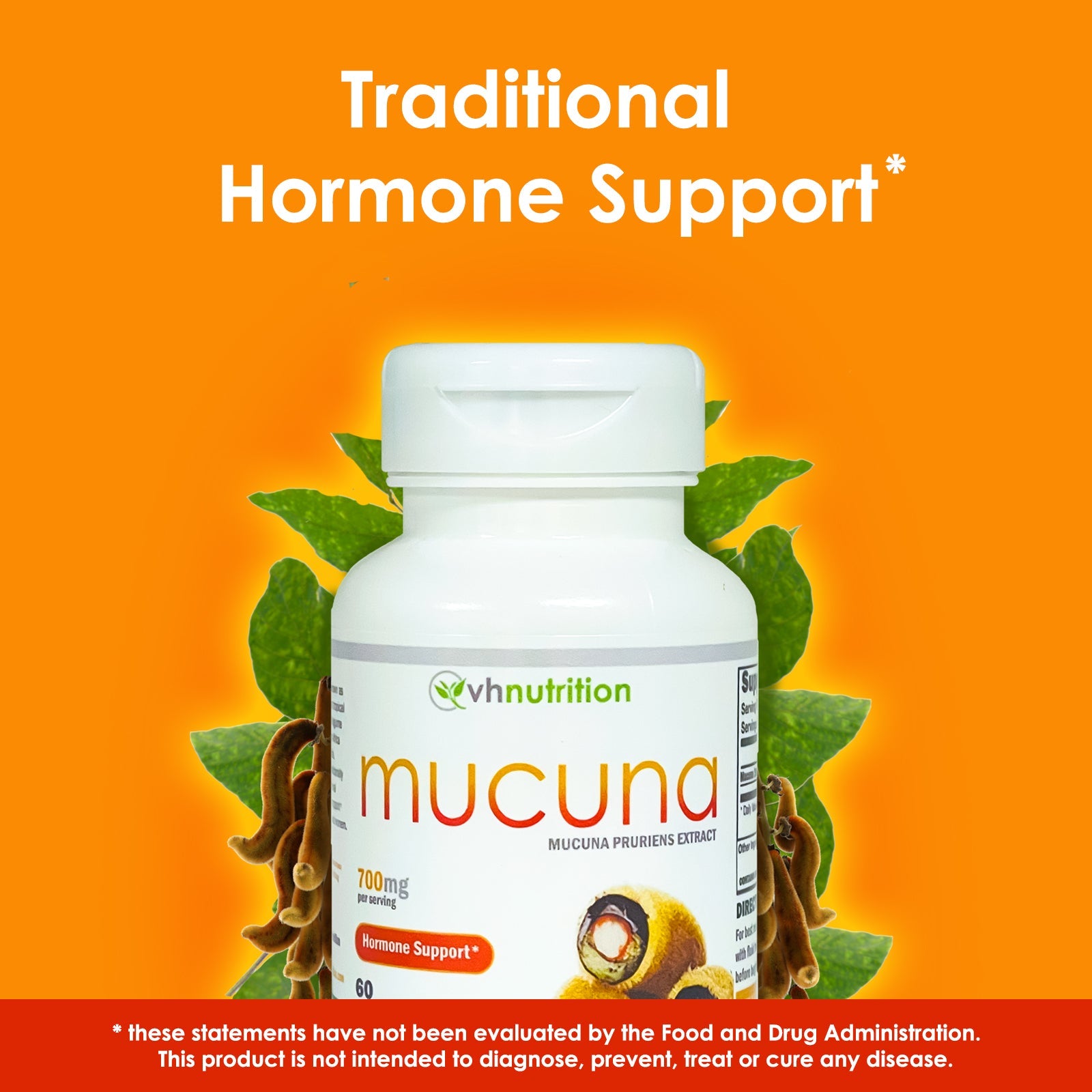 VH Nutrition MUCUNA | Hormone Support* For Men and Women | 700mg Proprietary Formula | 60 Capsules