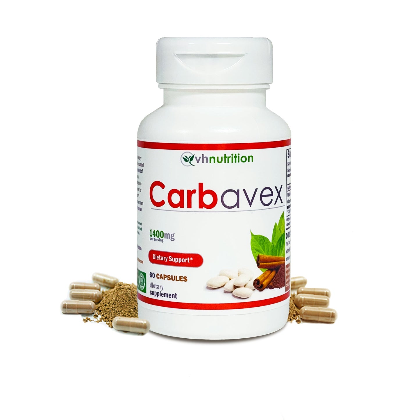 VH Nutrition CARBAVEX | Natural Carb Blocker* Formula| White Kidney Bean, Cassia, Gymnema Leaf | 1400mg Propreitary Formula | 60 Capsules