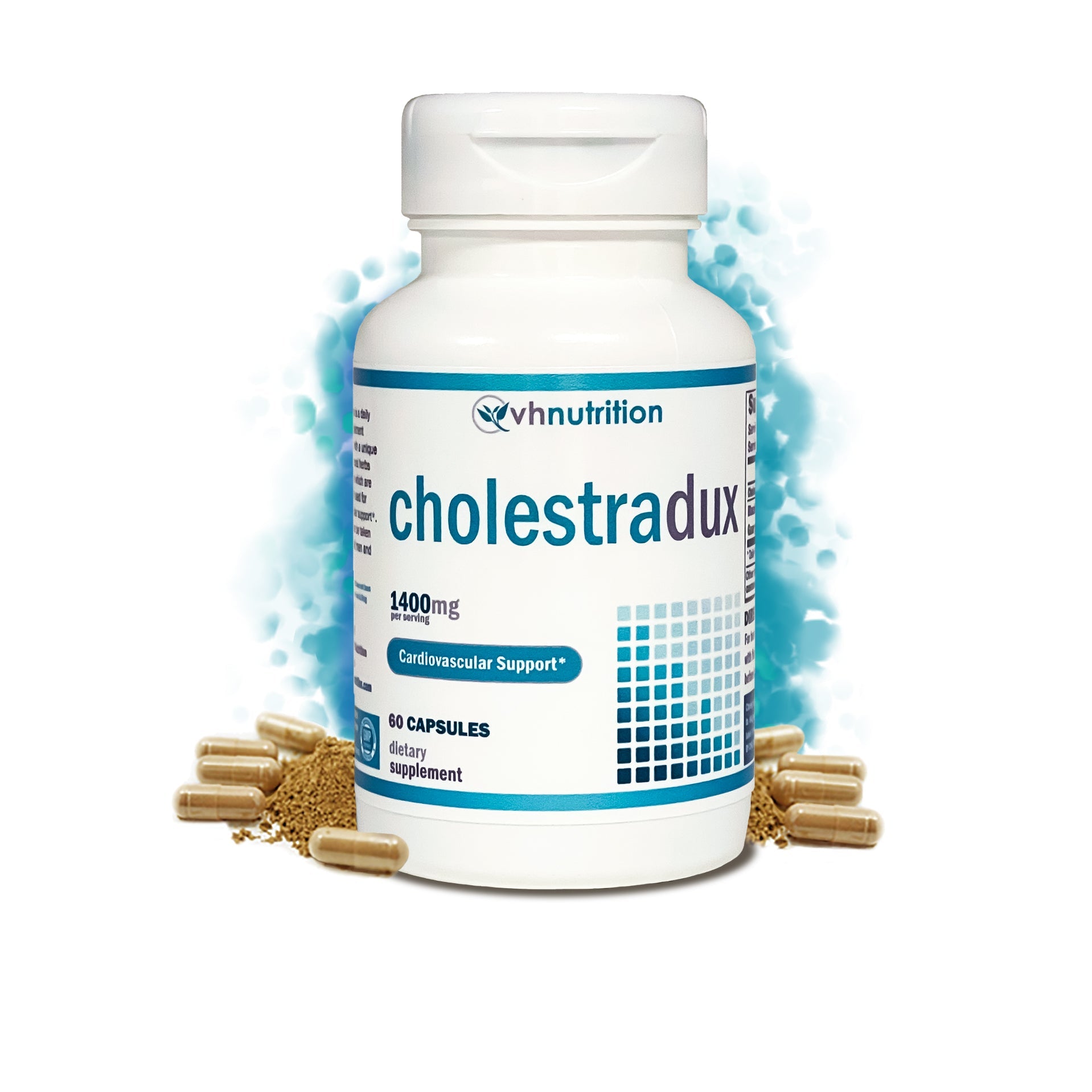 VH Nutrition CHOLESTRADUX | Cardiovascular Support* Supplement | Black Tea Extract, Chlorella, Garlic Extract | 1400mg Proprietary Formula | 60 Capsules