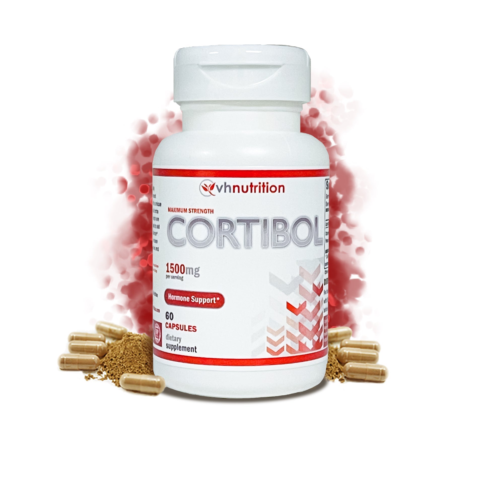VH Nutrition CORTIBOL | Cortisol Manager* Supplement | Maximum Strength Adrenal Support* for Men and Women | Rhodiola, Cordyceps, and Eleuthero | 60 Capsules