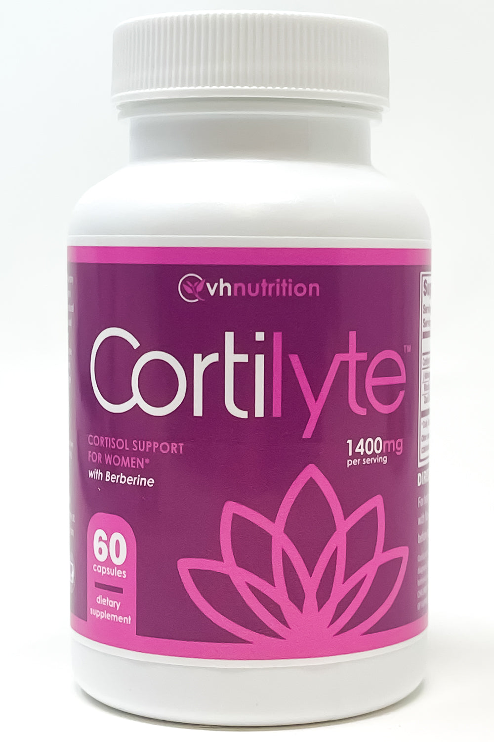 VH Nutrition Cortilyte | Cortisol Manager* Supplement for women | Maximum Strength Adrenal Support* for Men and Women | Rhodiola, Cordyceps, and Eleuthero | 60 Capsules