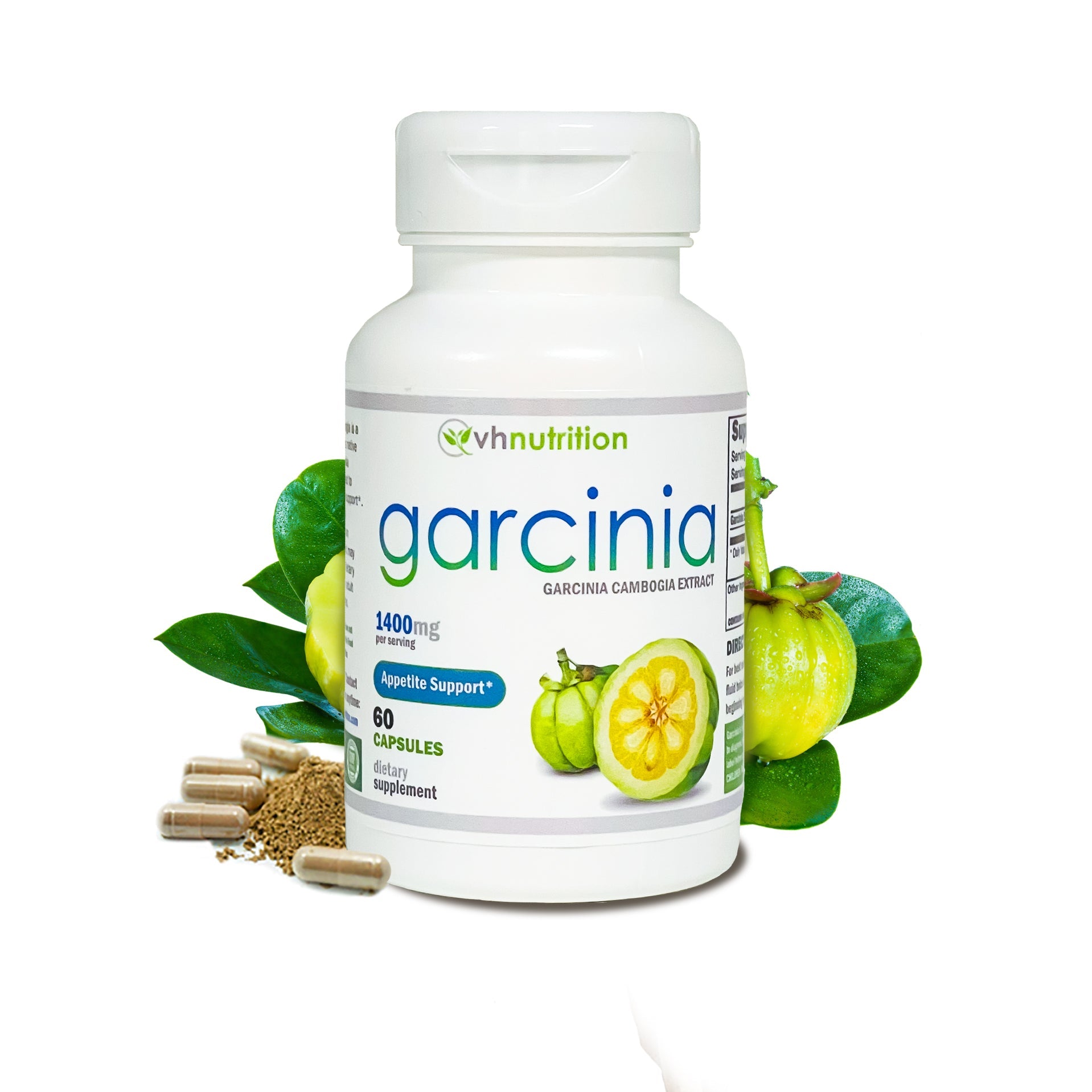 VH Nutrition GARCINIA CAMBOGIA | Appetite Suppressant* and Control* Supplement | 1400mg Proprietary Formula | 60 Capsules