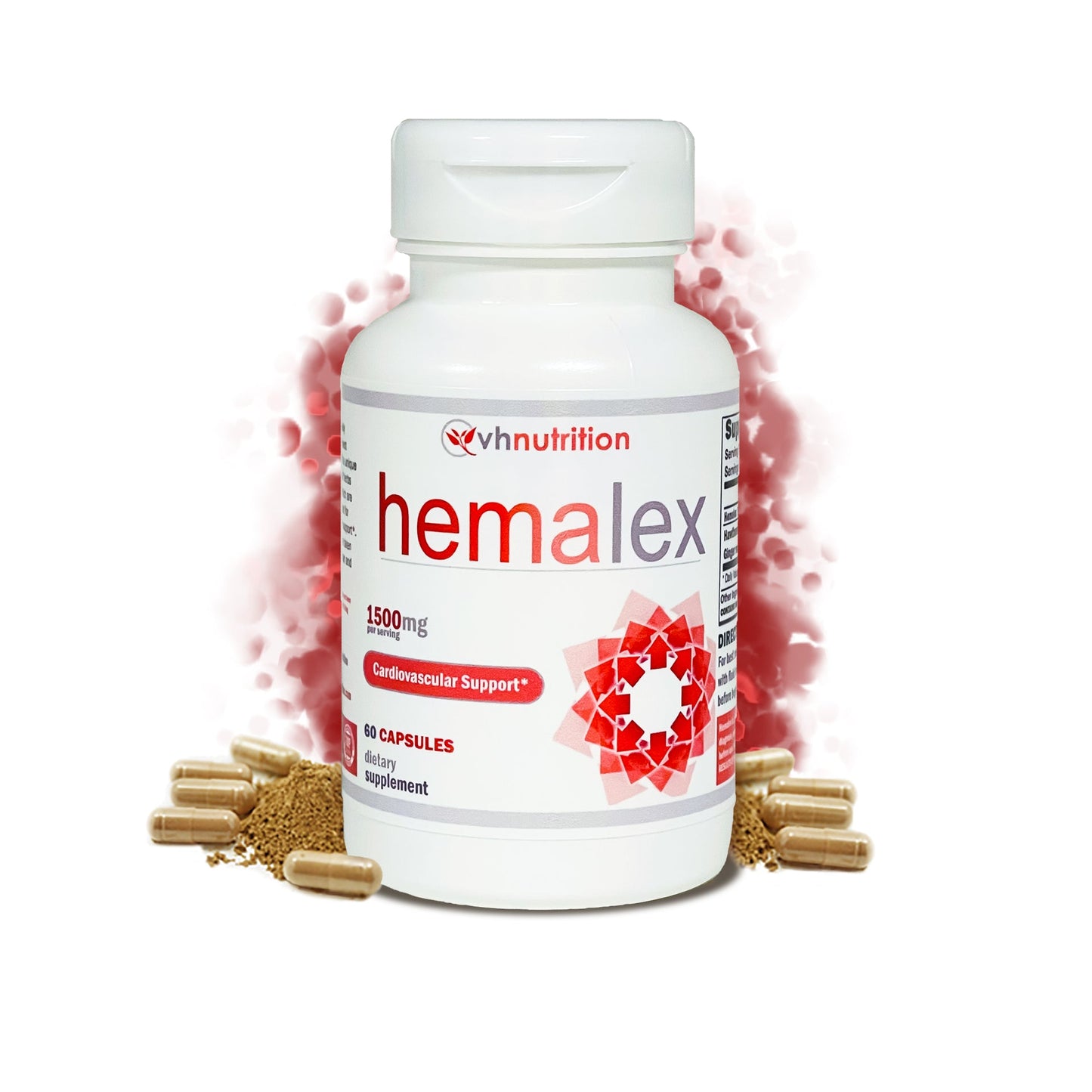 VH Nutrition HEMALEX | Cardiovascular Support* Supplement | Hawthorn Berry, Ginkgo Biloba, Astragalus | 1500mg Proprietary Formula | 60 Capsules