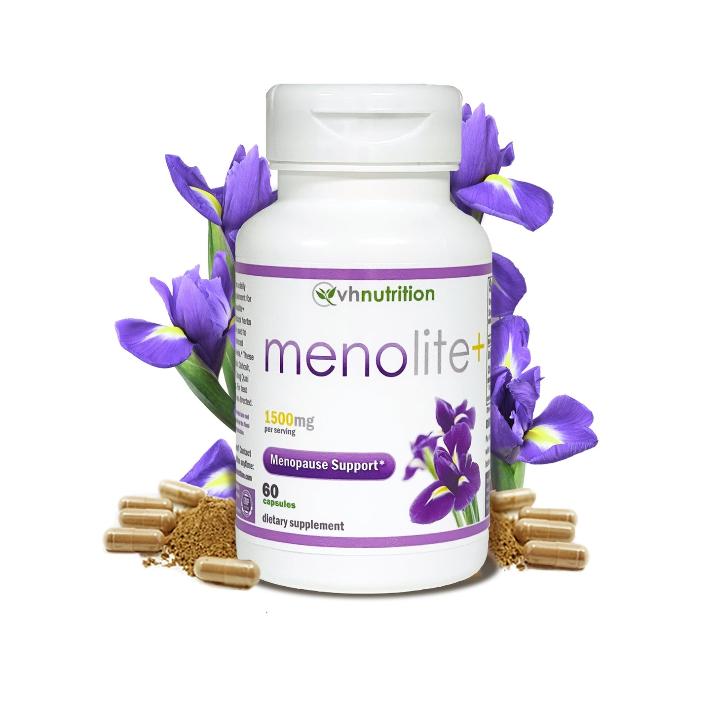 VH Nutrition MENOLITE+ | Menopause Supplement* for Women | Hormonal Support* and Hot Flash Relief* | Maximum Strength Natural Formula | 60 Capsules