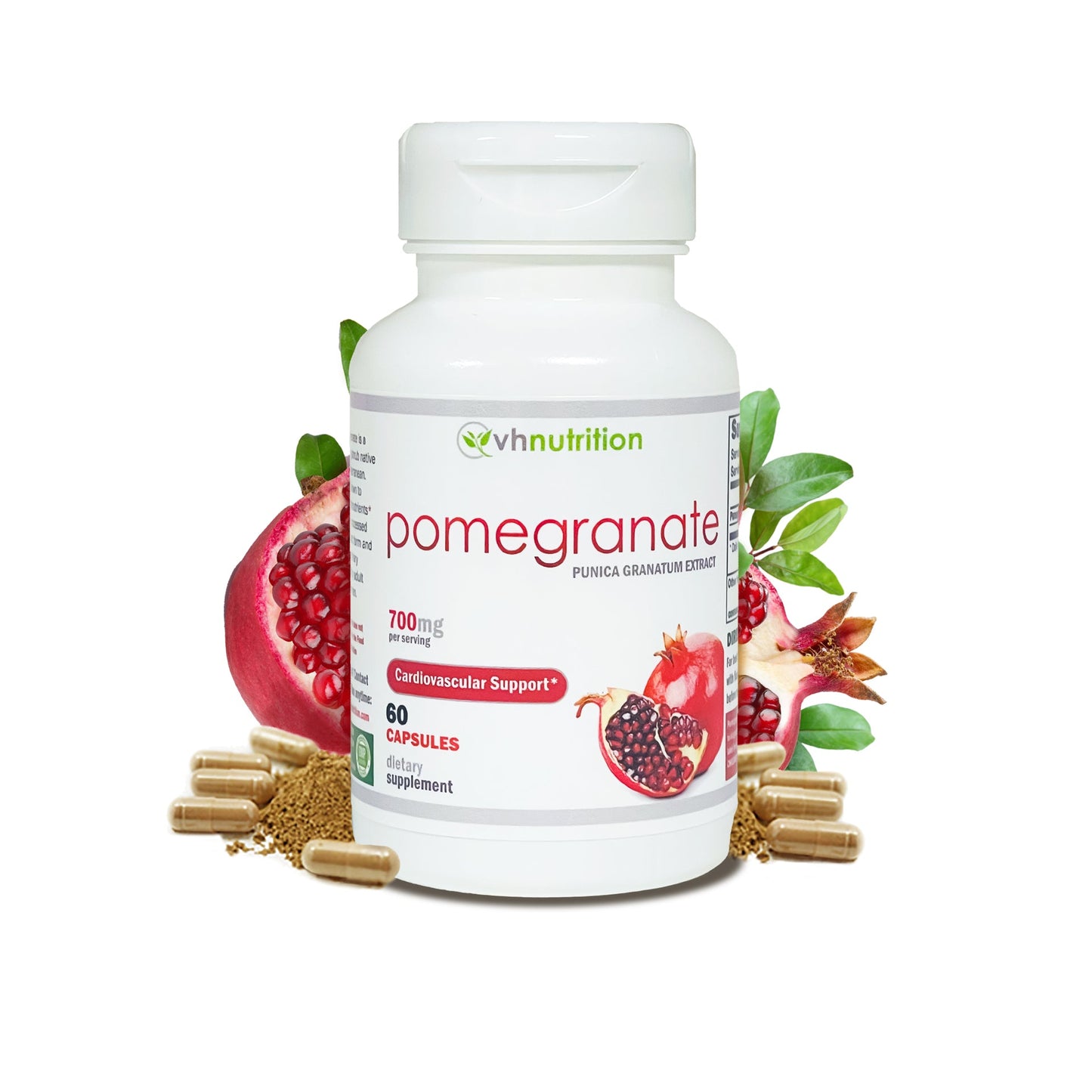 VH Nutrition POMEGRANATE | Cardiovascular Support* Supplement| Punica Granatum Extract | 700mg Proprietary Formula | 60 Capsules