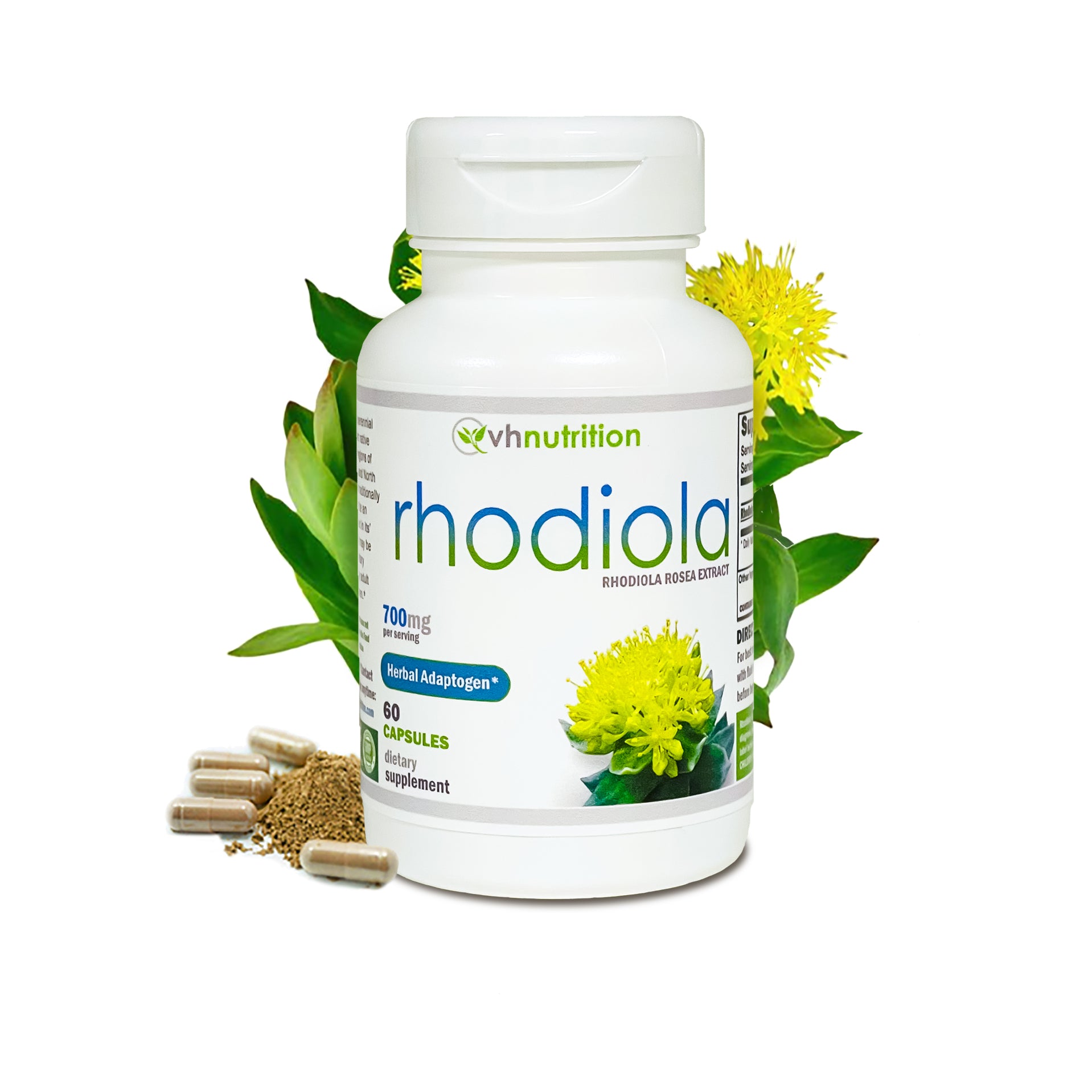 VH Nutrition RHODIOLA | Rhodiola Rosea Capsules | Maximum Strength Supplement for Adrenal Support, Focus, Memory, and Energy