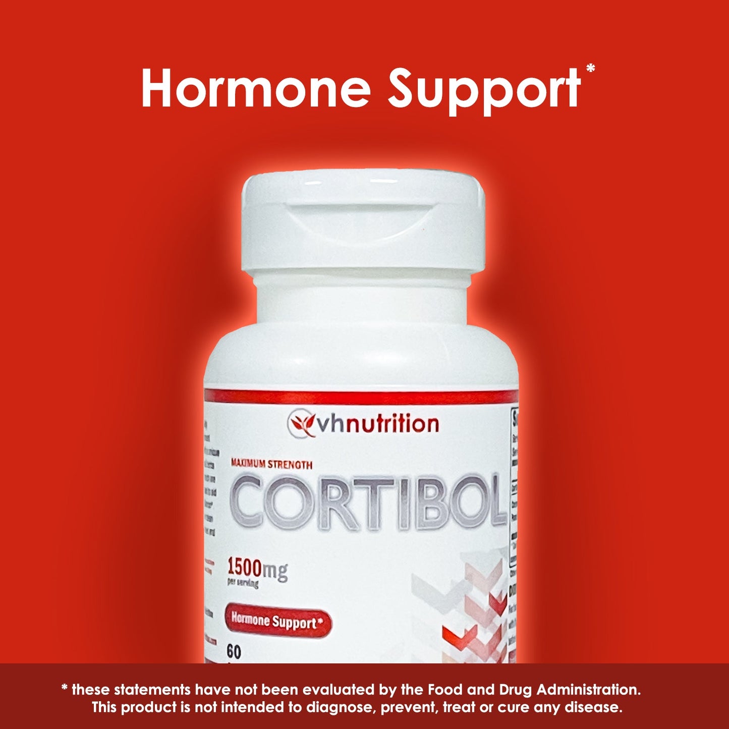 VH Nutrition CORTIBOL | Cortisol Manager* Supplement | Maximum Strength Adrenal Support* for Men and Women | Rhodiola, Cordyceps, and Eleuthero | 60 Capsules