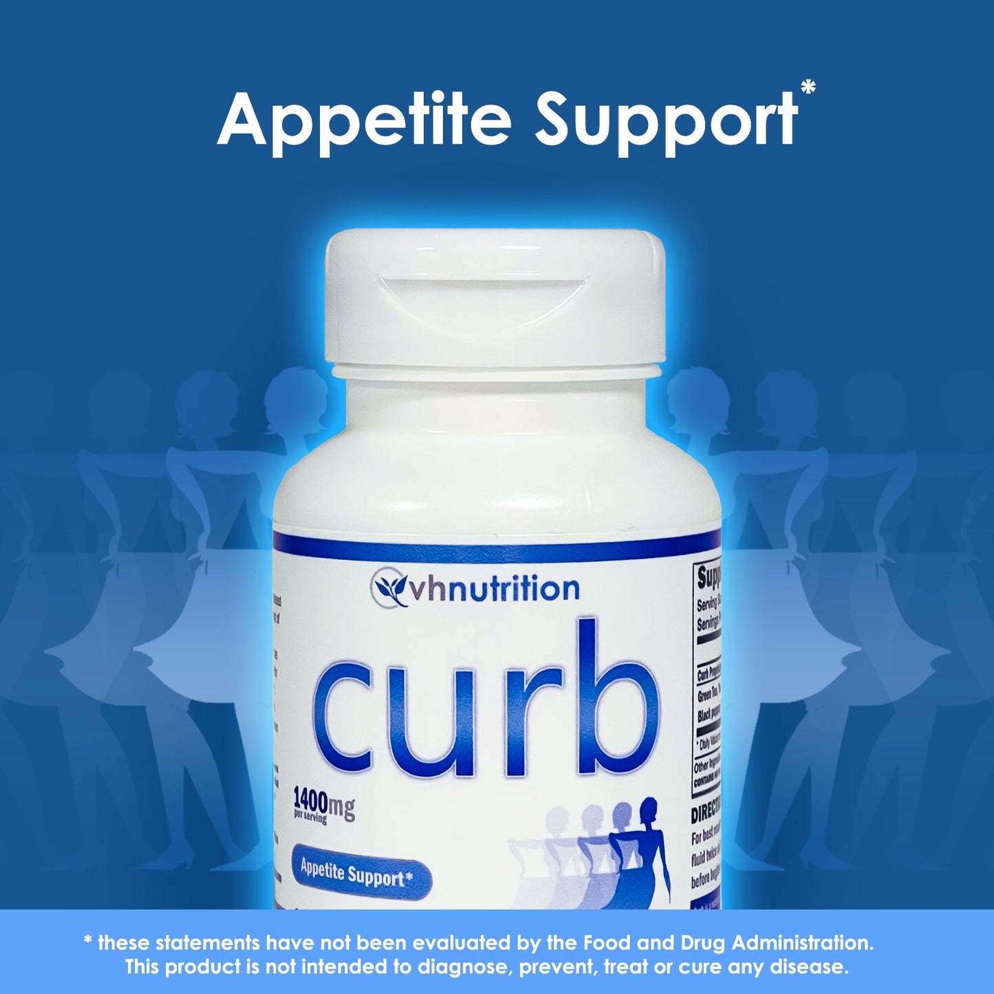 VH Nutrition CURB | Natural Appetite Suppressant* Formula | Yerba Mate, Bitter Orange, Garcinia Cambogia | 1500mg Proprietary Formula | 60 Capsules