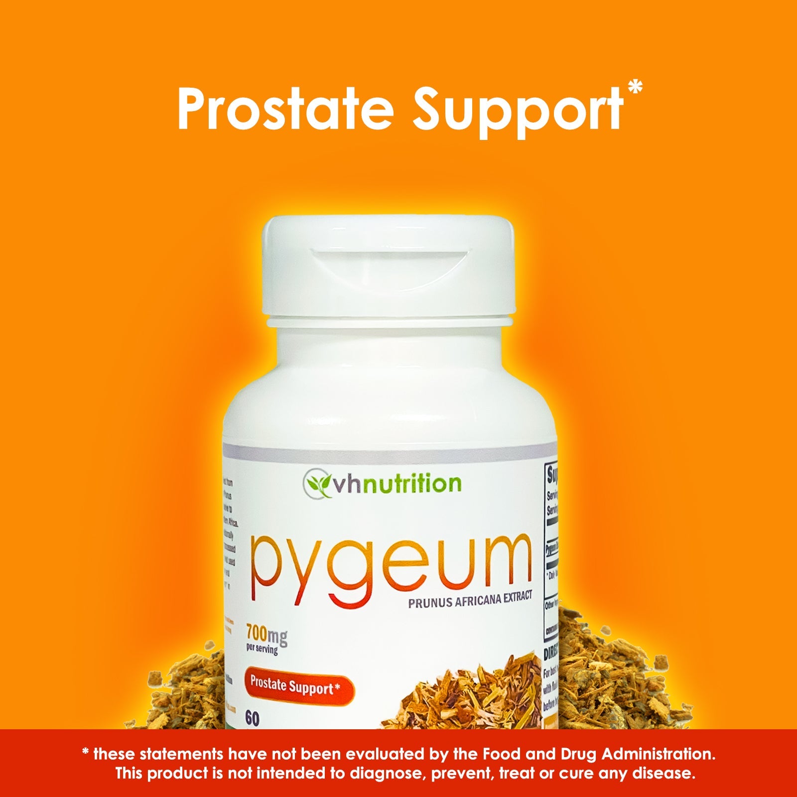 VH Nutrition PYGEUM | Prostate Support Supplement* | Male Reproductive Support* Supplement | 700mg Proprietary Formula | 60 Capsules