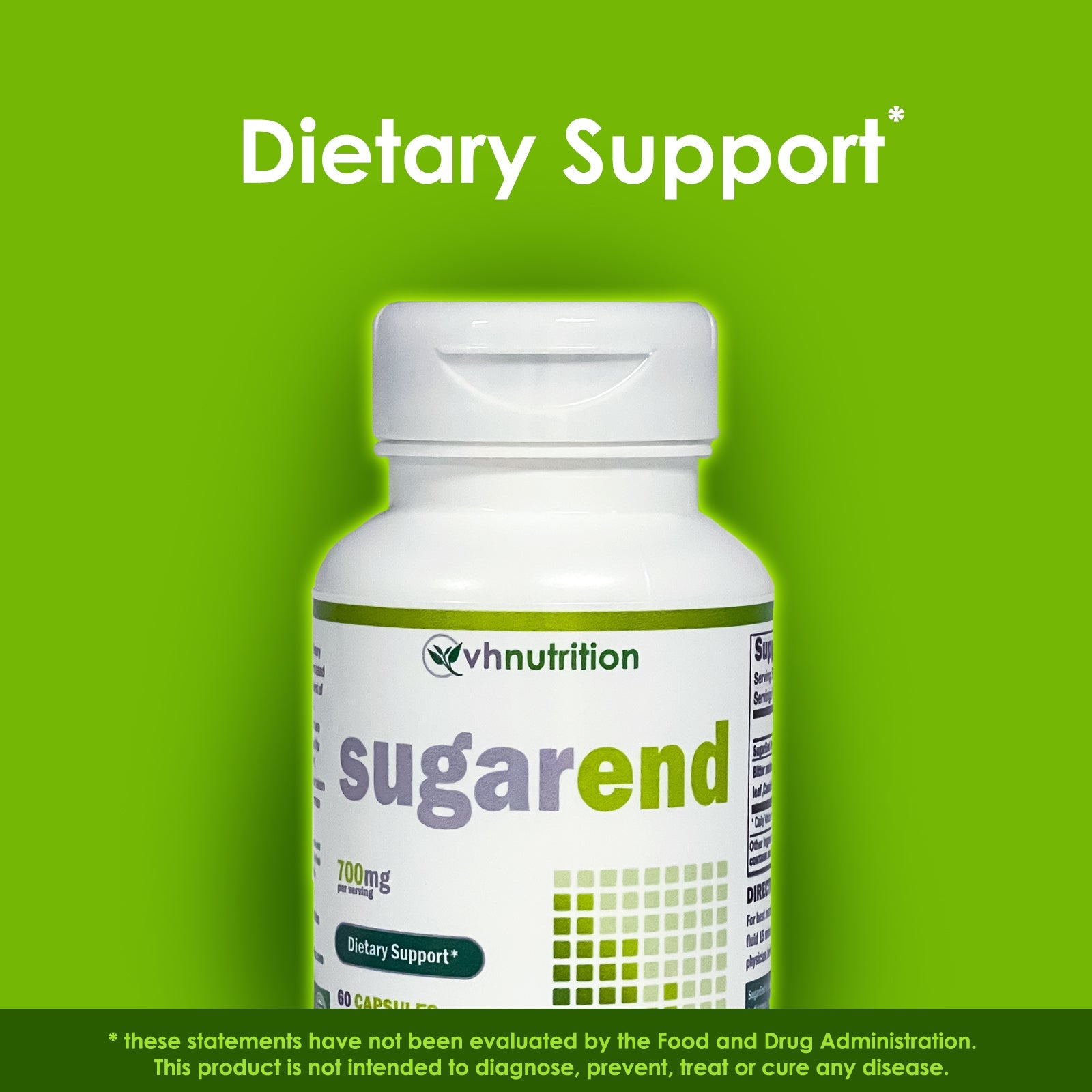 VH Nutrition SUGEREND | Dietary Support Supplement* | Circulatory Support* | Bitter Melon, White Kidney Bean Extract, Cassia Cinnamon |700mg Proprietary Formula | 60 Capsules