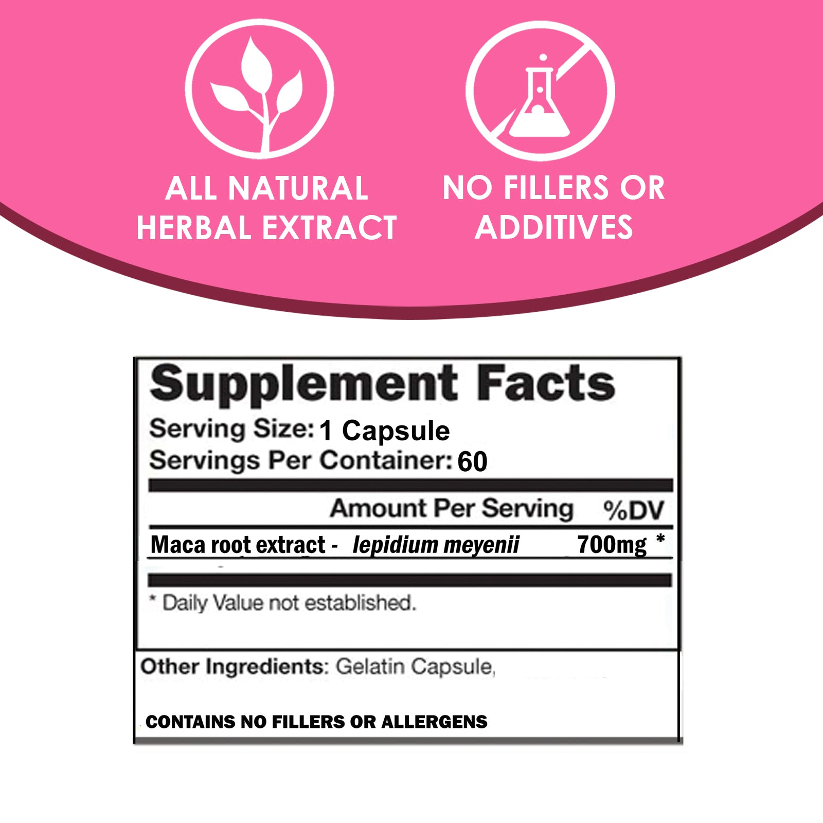 VH Nutrition MACA | Reproductive & Hormonal Support Supplement* | 700mg Per Serving | Standardized Lepidium Meyenii Extract Powder | 60 Capsules