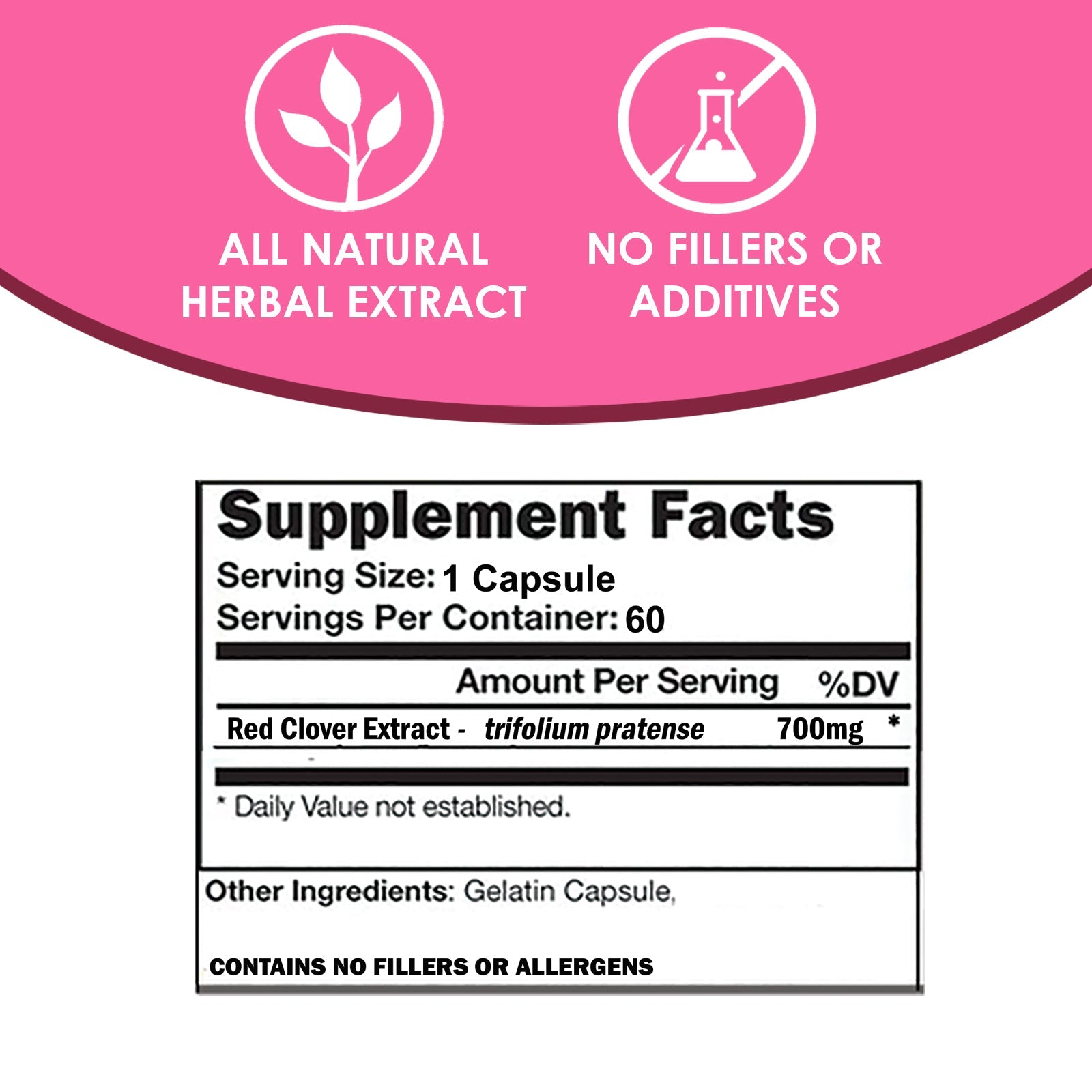 VH Nutrition RED Clover | Red Clover Capsules | 700 mg Trifolium Pratense Extract | Hormone Balance* and Menopause Support* for Women | 60 Capsules