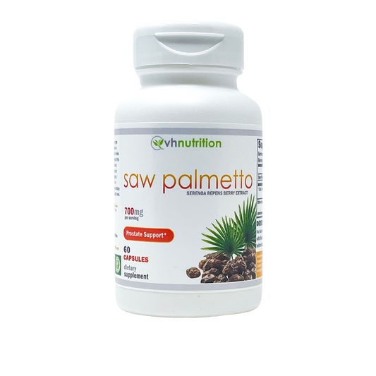 VH Nutrition SAW PALMETTO | Serenoa repens berry Capsules | Prostate and Reproductive Support Supplement for Men* | 700mg per serving 60 Capsules | Standardized Saw Palmetto Extract