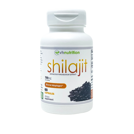 VH Nutrition SHILAJIT | Mineral Pitch Capsules | Natural Mineral Adaptogen Supplement for Men & Women* | 700mg per serving 60 Capsules | Standardized Shilajit Extract