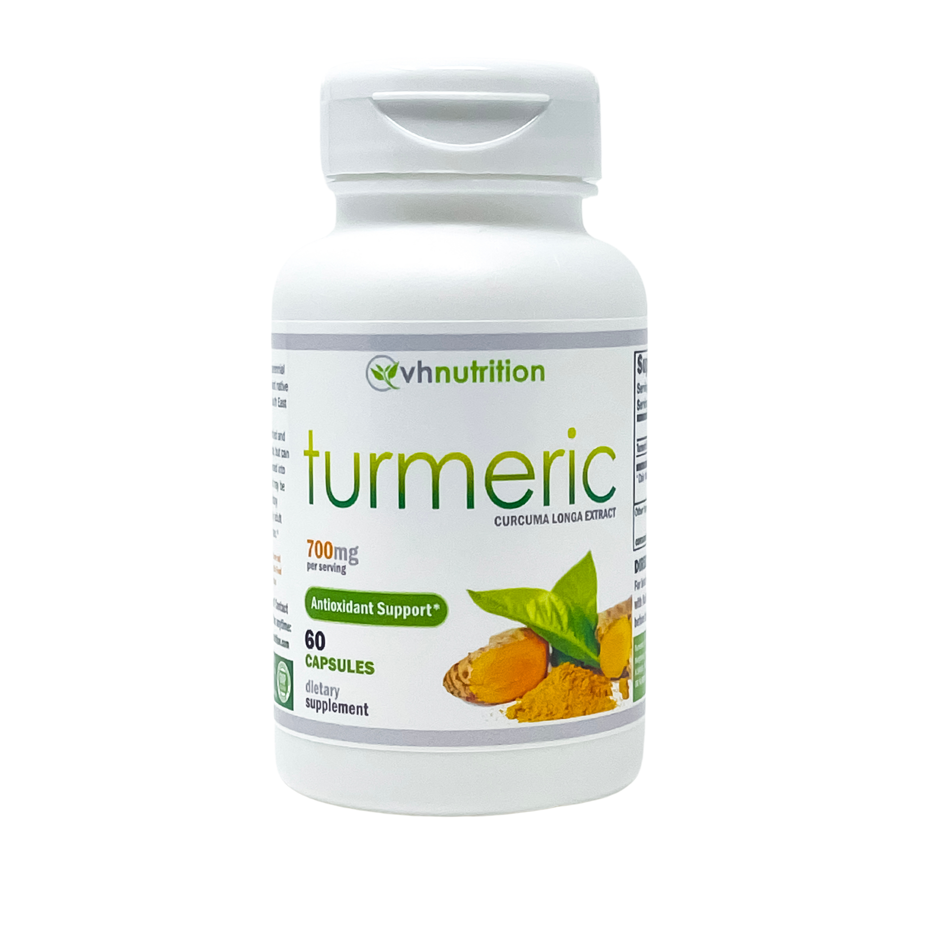 VH Nutrition TURMERIC | Curcuma longa Capsules | Inflammation and Antioxidant Support Supplement for Women & Men* | 700mg per serving 60 Capsules | Standardized Turmeric Extract